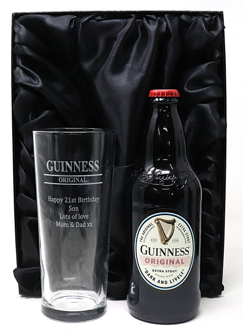 Personalised Pint Glass & Guinness Gift Set - Guinness Design