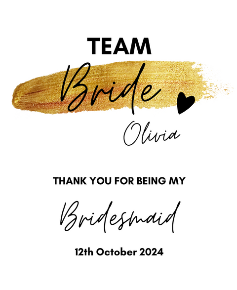 Personalised Prosecco/Wine Bottle Label - Team Bride, Bridesmaid Thank You Design