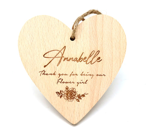 Personalised Wooden Heart Plaque with Rope