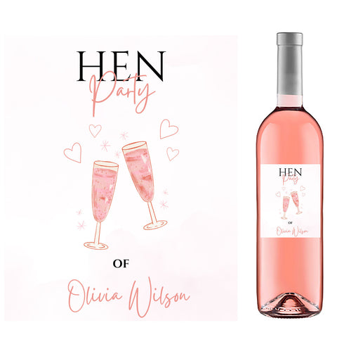 Personalised Wine Bottle Label - Hen Party Glasses Design