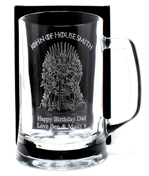 Personalised Pint Glass Tankard - Games of Thrones House Design