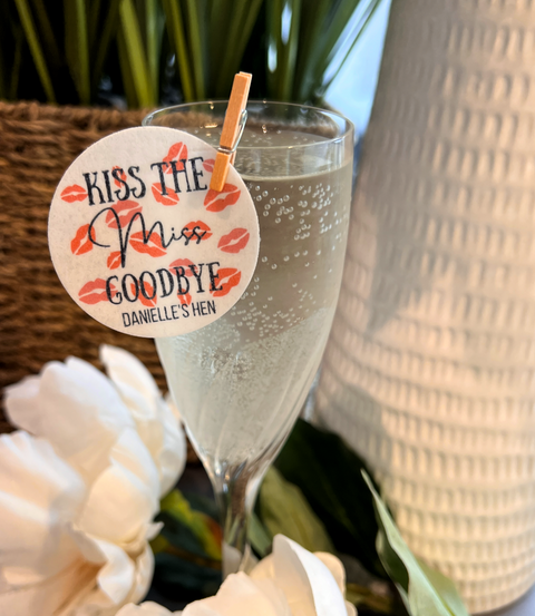 Personalised Hen Do Drink Toppers - Kiss The Miss Design