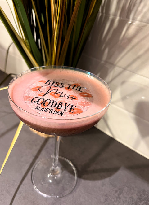Personalised Hen Do Drink Toppers - Kiss The Miss Design