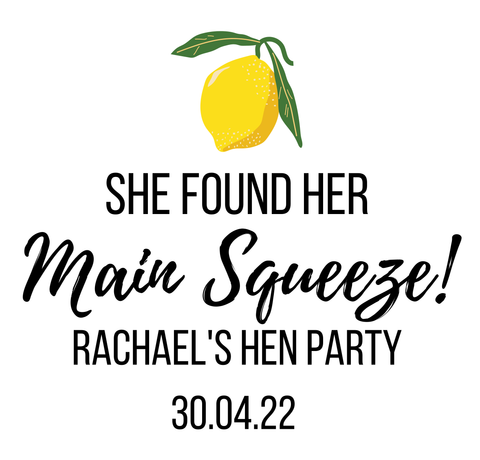 Personalised Main Squeeze Lemon Hen Party Drink Toppers