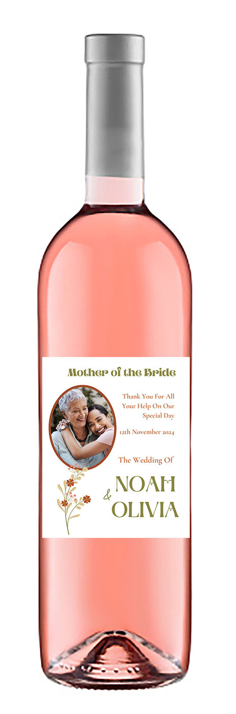 Personalised Wine Bottle Label - Mother of the Bride Photo Design