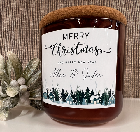 Personalised Merry Christmas Design Scented Candle