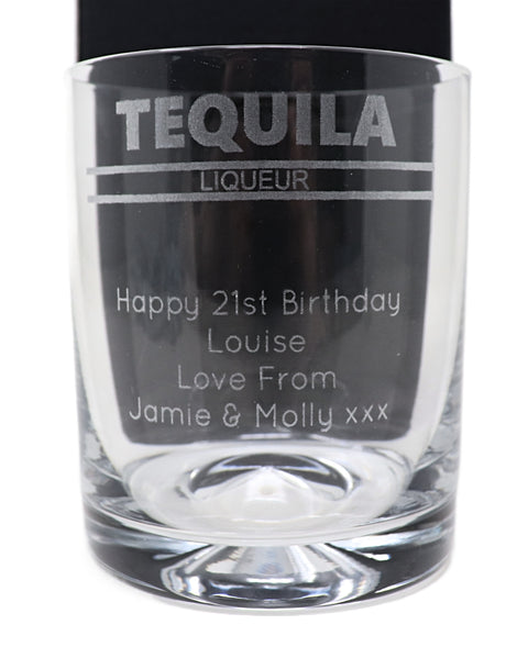 Personalised Glass Tumbler & 70cl Tequila Rose - Banner Design