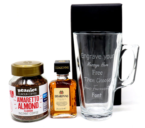 Personalised Coffee Glass with Amaretto Coffee & Disaronno