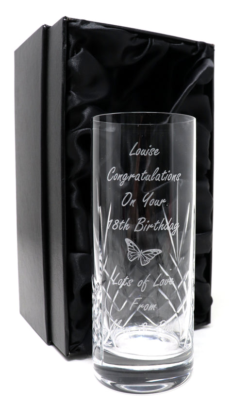 Personalised Engraved Crystal Highball Glass - Birthday Design