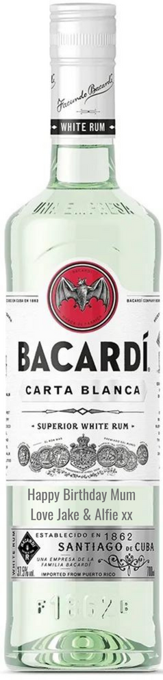 Personalised Bottle of Bacardi 70cl