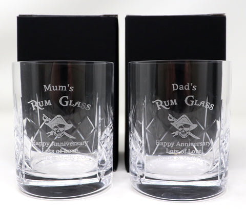 Personalised Pair of Crystal Tumblers & Captain Morgan Spiced Rum - Rum Design