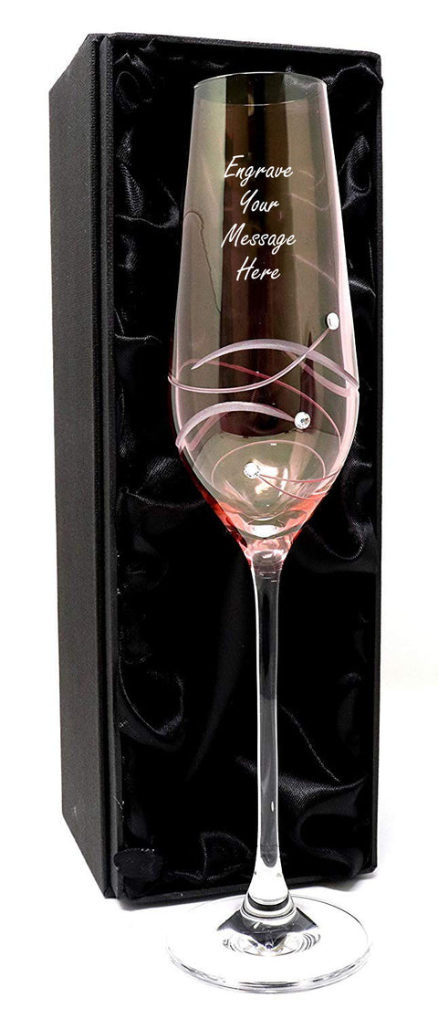 Personalised Pink Diamante Flute Glass