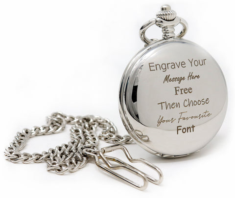 Personalised Silver Chrome Pocket Watch