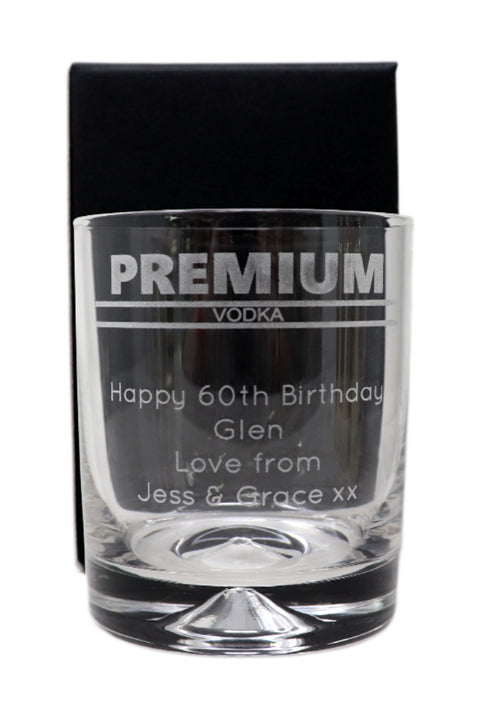 Personalised Glass Tumbler & Miniature - Premium Vodka Banner Design