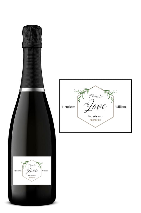 Personalised Prosecco Bottle Label - Couple Wedding Design