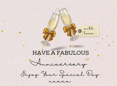 Personalised Prosecco Bottle Label - Happy Anniversary Glasses Design