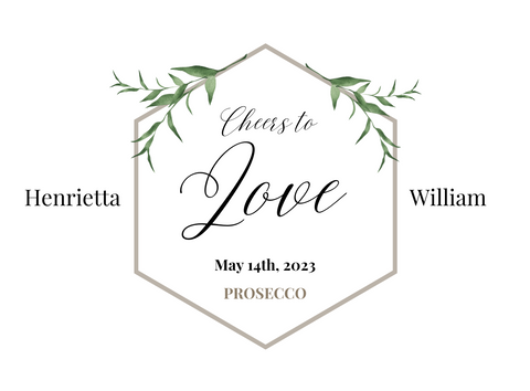Personalised Prosecco Bottle Label - Couple Wedding Design