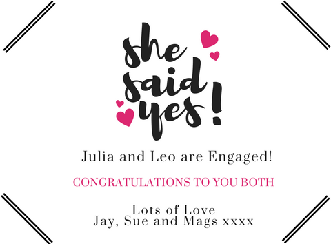 Personalised Prosecco Bottle Label - Engagement She Said Yes Design