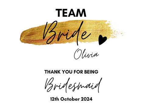 Personalised Prosecco/Wine Bottle Label - Team Bride, Bridesmaid Thank You Design