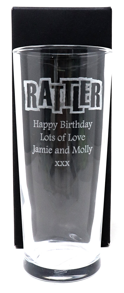 Personalised Pint Glass & Cider Gift Set - Rattler Cyder Design