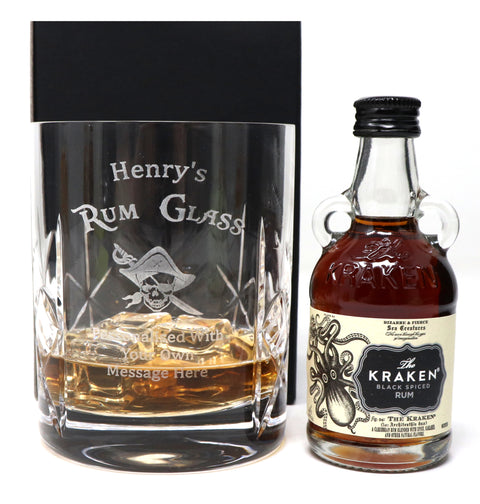 Personalised Crystal Glass Tumbler & Miniature - Rum Design