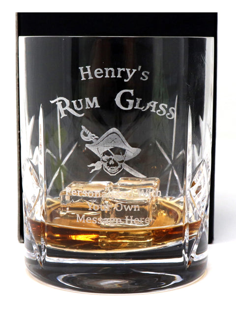 Personalised Crystal Glass Tumbler - Rum Design