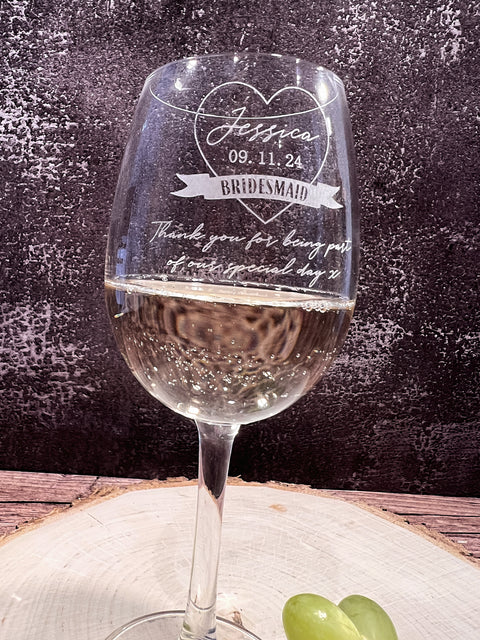 Personalised Reserva Wine Glass - Bridesmaid Wedding Design