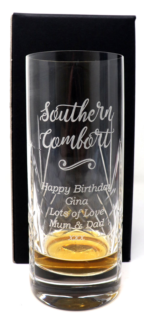 Personalised Crystal Highball Glass & 70cl SoCo - Southern Comfort Design