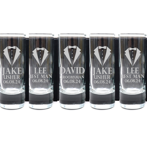 Personalised Tall Shot Glasses - Best Man Wedding Design