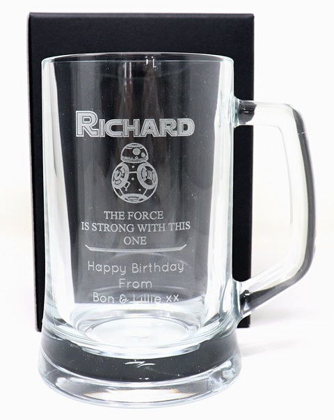 Personalised Pint Glass Tankard - Star Wars BB8 Design