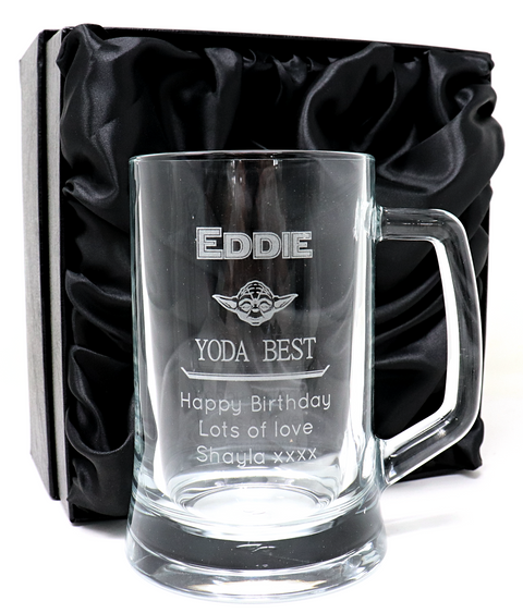 Personalised Pint Glass Tankard - Star Wars Yoda Design