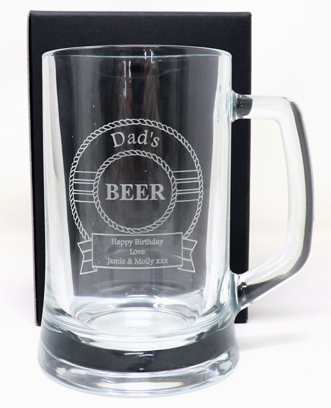 Personalised Pint Glass Tankard - Beer Design