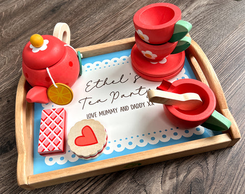 Personalised Children's Wooden Tea Tray Set