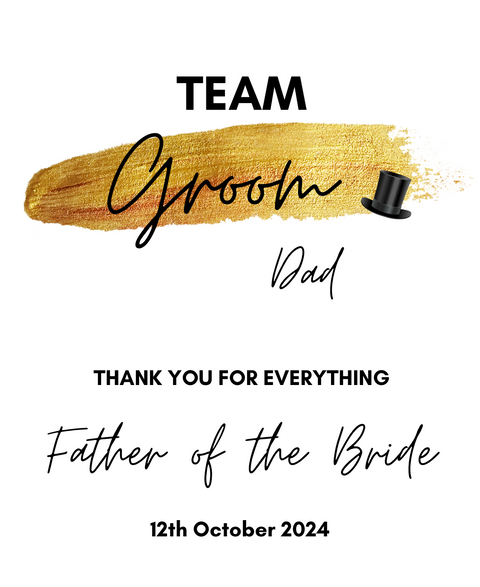 Personalised Prosecco/Wine Bottle Label - Team Groom, Father of the Bride Design