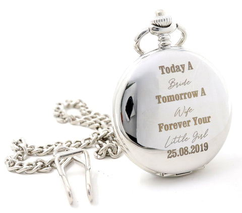 Personalised Silver Pocket Watch - Today A Bride Wedding Design