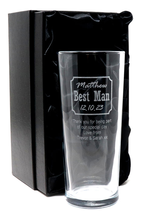 Personalised Engraved Pint Glass - Best Man Wedding Design