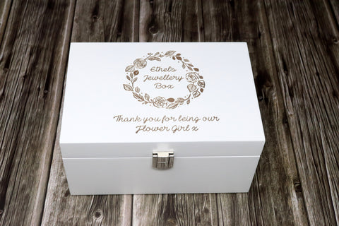 Personalised Luxury White Wooden Jewellery Box