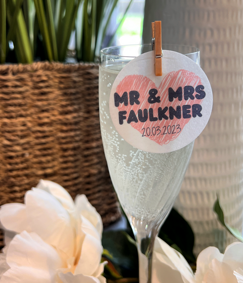 Personalised Wedding/Anniversary Heart Drink Toppers