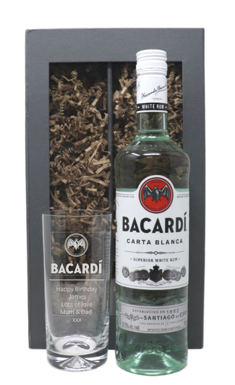 Personalised Highball Glass & Bacardi - Label Design