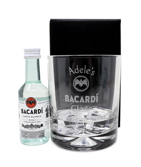 Personalised Glass Tumbler & Miniature - Bacardi Design