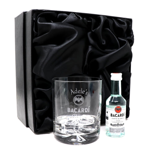 Personalised Glass Tumbler & Miniature - Bacardi Design