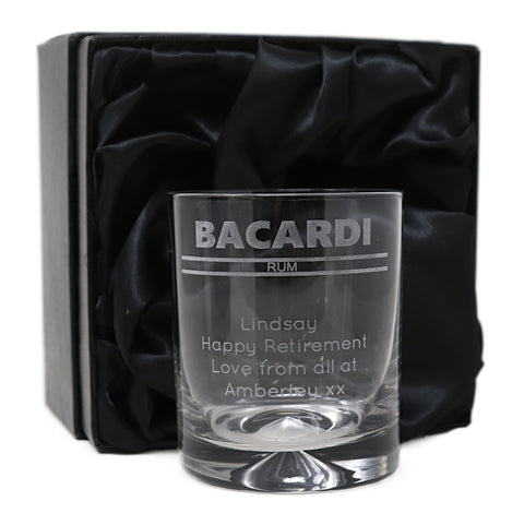 Personalised Glass Tumbler - Bacardi Banner Design