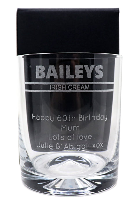 Personalised Glass Tumbler - Baileys Banner Design