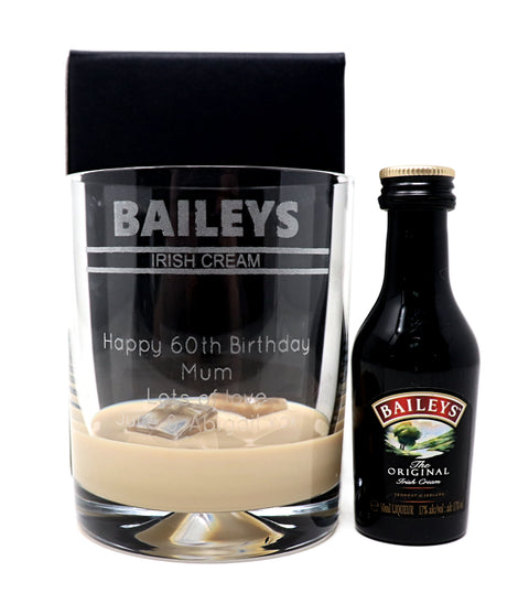 Personalised Glass Tumbler & Miniature - Baileys Banner Design