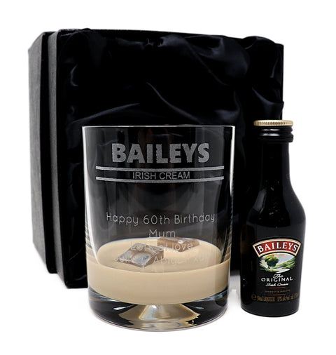 Personalised Glass Tumbler & Miniature - Baileys Banner Design