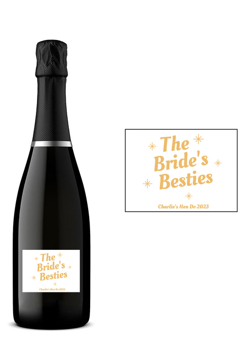 Personalised Prosecco Bottle Label - The Bride's Besties Hen Do Design