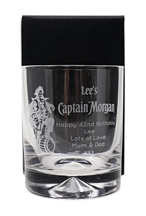 Personalised Captain Morgan Pirate Rum Glass Tumbler & Miniature Rum Gift Set