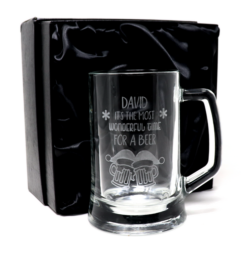 Personalised Pint Glass Tankard - Christmas Beer Design