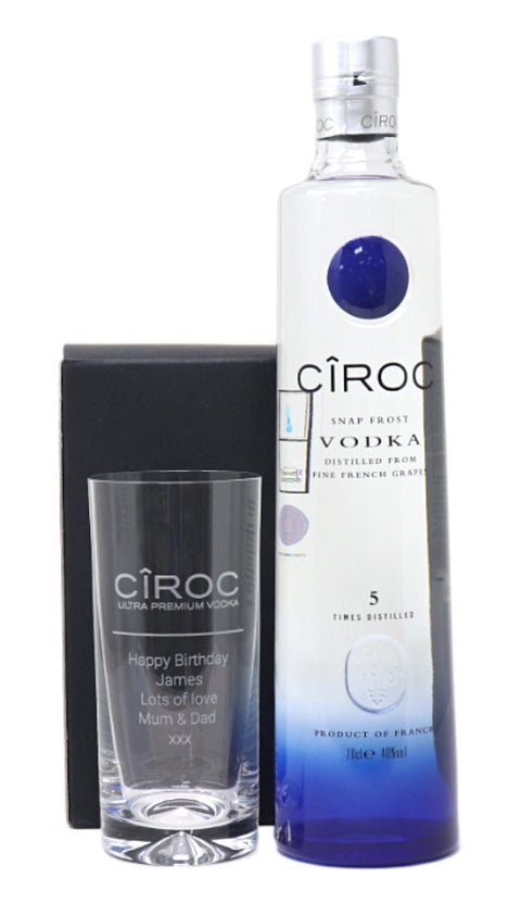 Personalised Highball Glass & 70cl Ciroc Original Vodka - Label Design