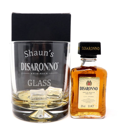 Personalised Glass Tumbler & Miniature - Disaronno Design